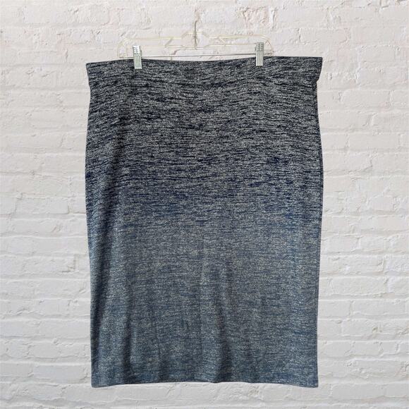 Liz Claiborne Women Plus Blue Gray Ombre Knit Pencil Midi Bodycon Skirt Size 2XL - Picture 1 of 9